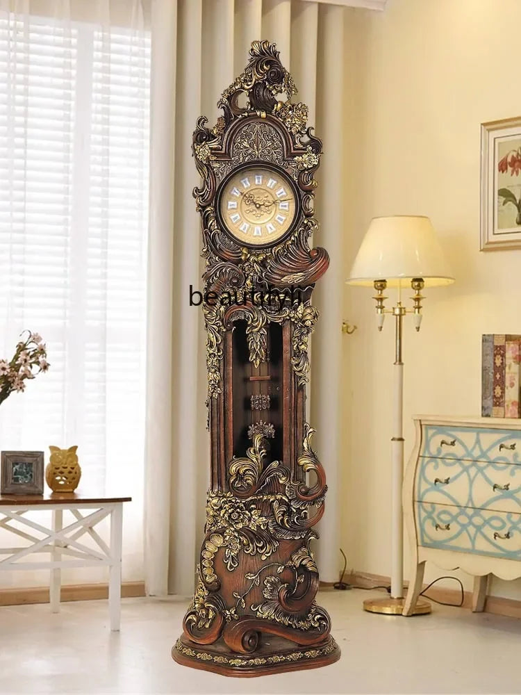 CXH Standing Grandfather Clock European-Style Mute Creative Clocks Classical Artistic Home Clock Idyllic Vertical Bell