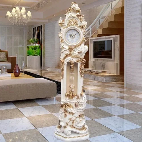 CXH Standing Grandfather Clock European-Style Mute Creative Clocks Classical Artistic Home Clock Idyllic Vertical Bell