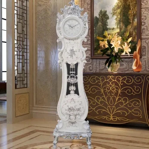 CXH Standing Grandfather Clock European-Style Mute Creative Clocks Classical Artistic Home Clock Idyllic Vertical Bell