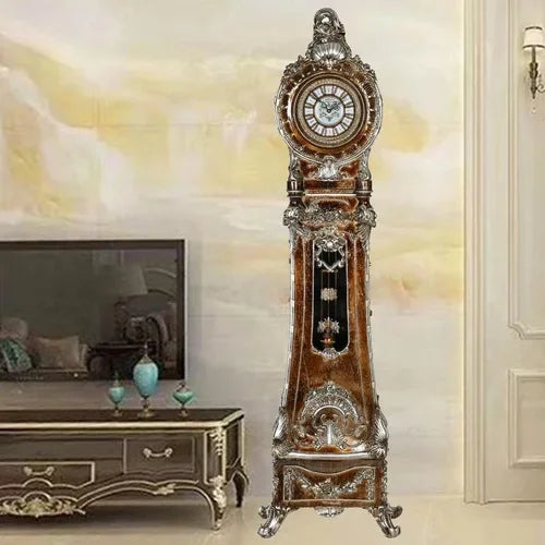 CXH Standing Grandfather Clock European-Style Mute Creative Clocks Classical Artistic Home Clock Idyllic Vertical Bell