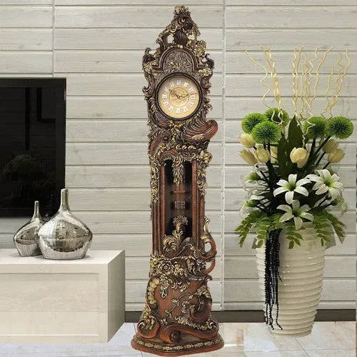CXH Standing Grandfather Clock European-Style Mute Creative Clocks Classical Artistic Home Clock Idyllic Vertical Bell