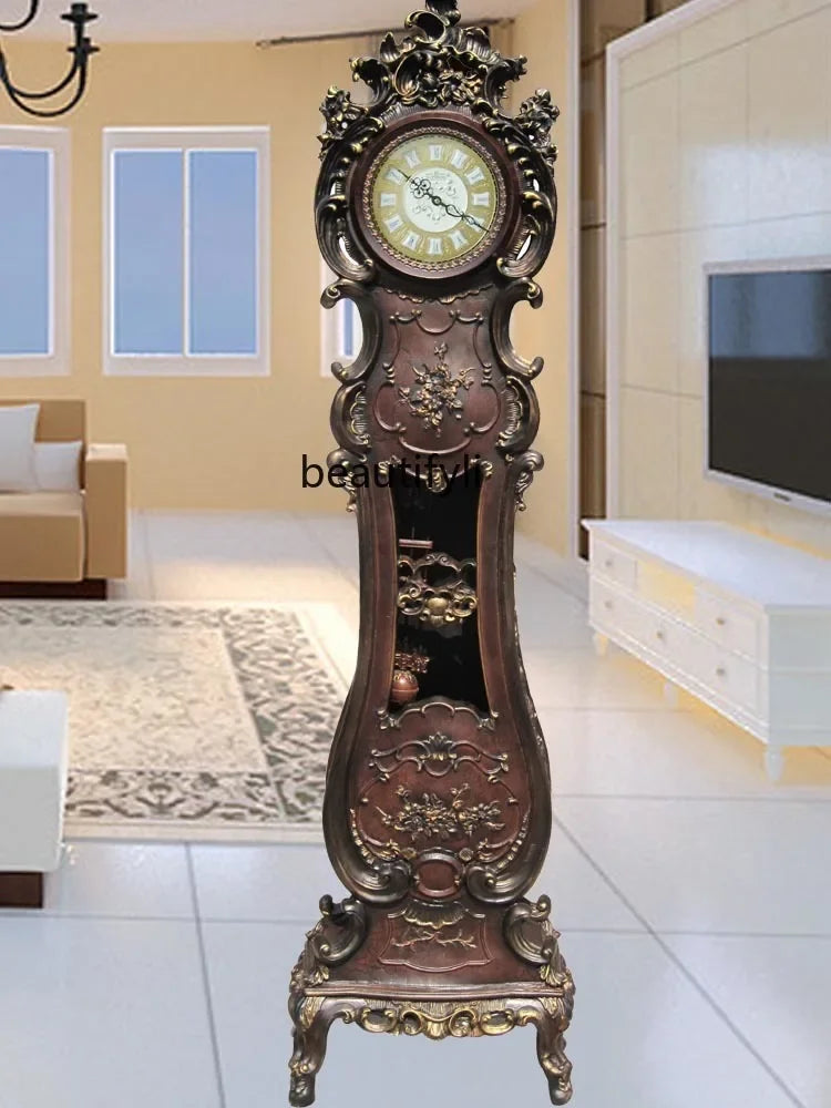 CXH Standing Grandfather Clock European-Style Mute Creative Clocks Classical Artistic Home Clock Idyllic Vertical Bell