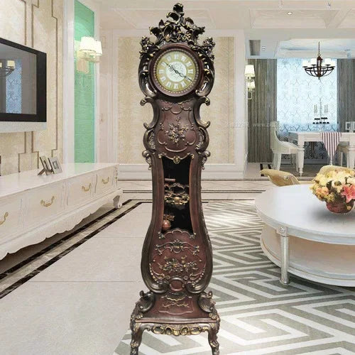 CXH Standing Grandfather Clock European-Style Mute Creative Clocks Classical Artistic Home Clock Idyllic Vertical Bell