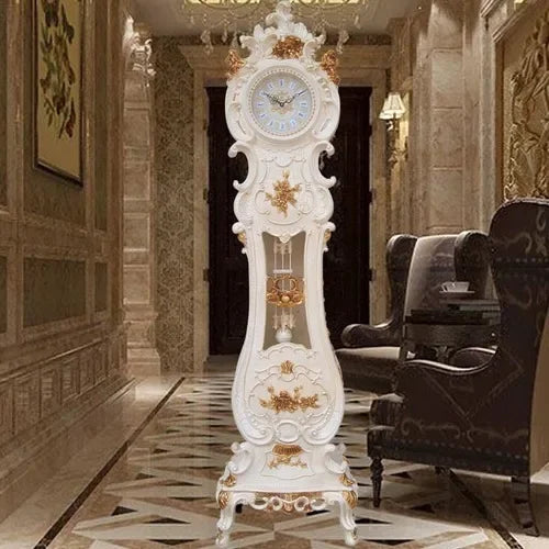 CXH Standing Grandfather Clock European-Style Mute Creative Clocks Classical Artistic Home Clock Idyllic Vertical Bell
