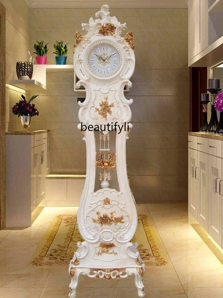 CXH Standing Grandfather Clock European-Style Mute Creative Clocks Classical Artistic Home Clock Idyllic Vertical Bell