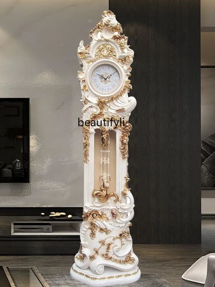 CXH Standing Grandfather Clock European-Style Mute Creative Clocks Classical Artistic Home Clock Idyllic Vertical Bell
