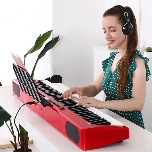 Cademe Portable Electronic Keyboard Piano 88 Keys Weighted Digital Musical Instrument Red Piano For Sale