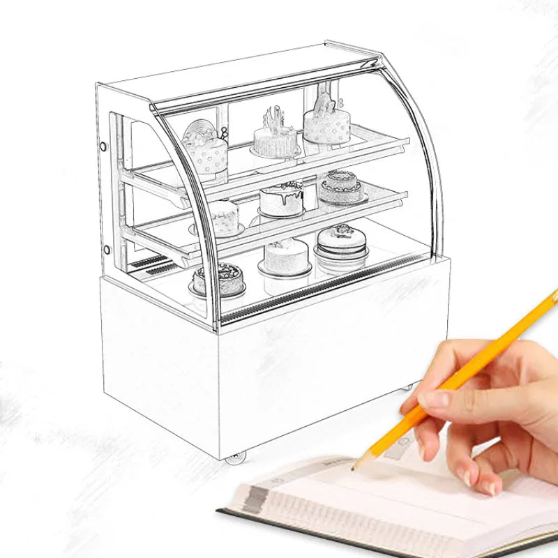 Cake display cabinet, commercial mousse dessert cabinet, western pastry bread cabinet, refrigerated right angle cooked fruits, a