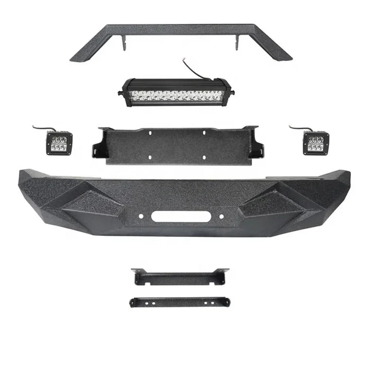Car Front Bumper Manufacturer for Jeep Wrangler JL Steel Original Car Hole Installation 10 Sets Universal Classic Front Bumper