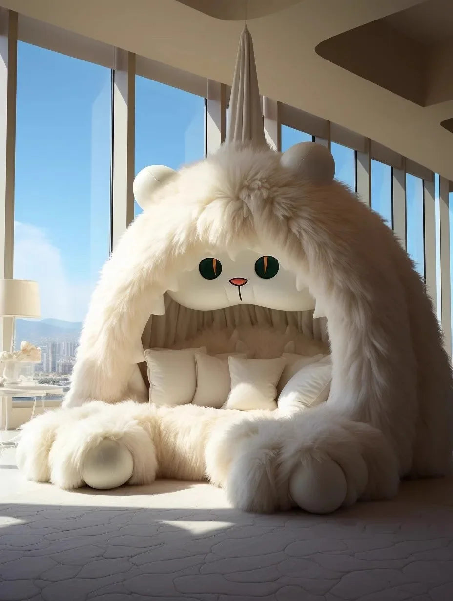 Cartoon Fabric Bed Internet Celebrity Monster Creative Shape Girl Princess Bed round Bed