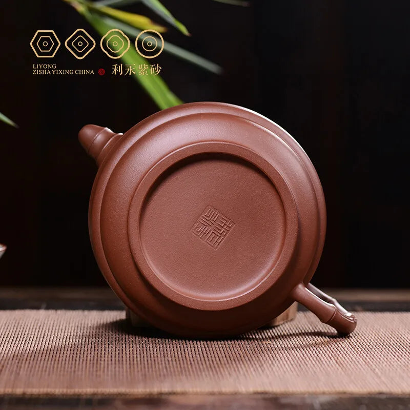 Centennial Liyong Purple Clay Pot Yixing Handmade Famous Raw Ore Bottom Trough Qingda Double-Line Bamboo Drum Pot Kung Fu Tea Se