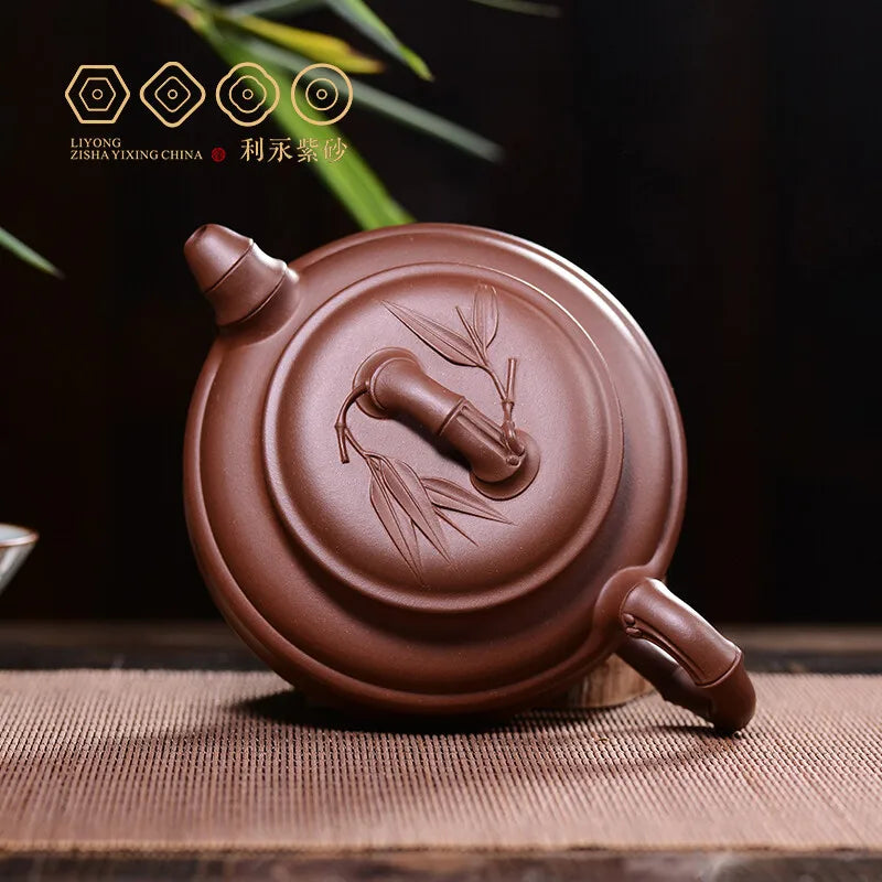 Centennial Liyong Purple Clay Pot Yixing Handmade Famous Raw Ore Bottom Trough Qingda Double-Line Bamboo Drum Pot Kung Fu Tea Se