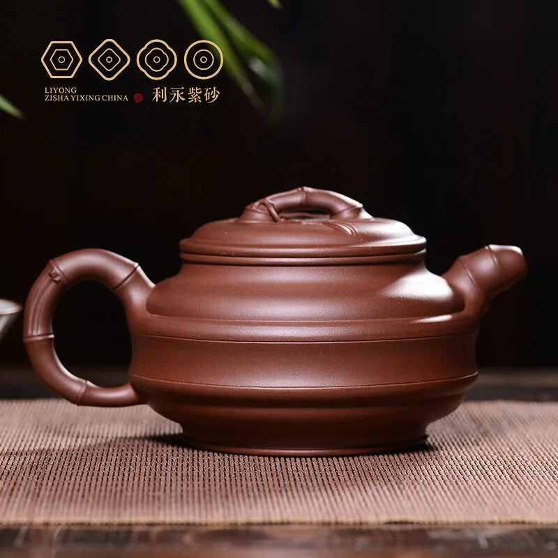 Centennial Liyong Purple Clay Pot Yixing Handmade Famous Raw Ore Bottom Trough Qingda Double-Line Bamboo Drum Pot Kung Fu Tea Se