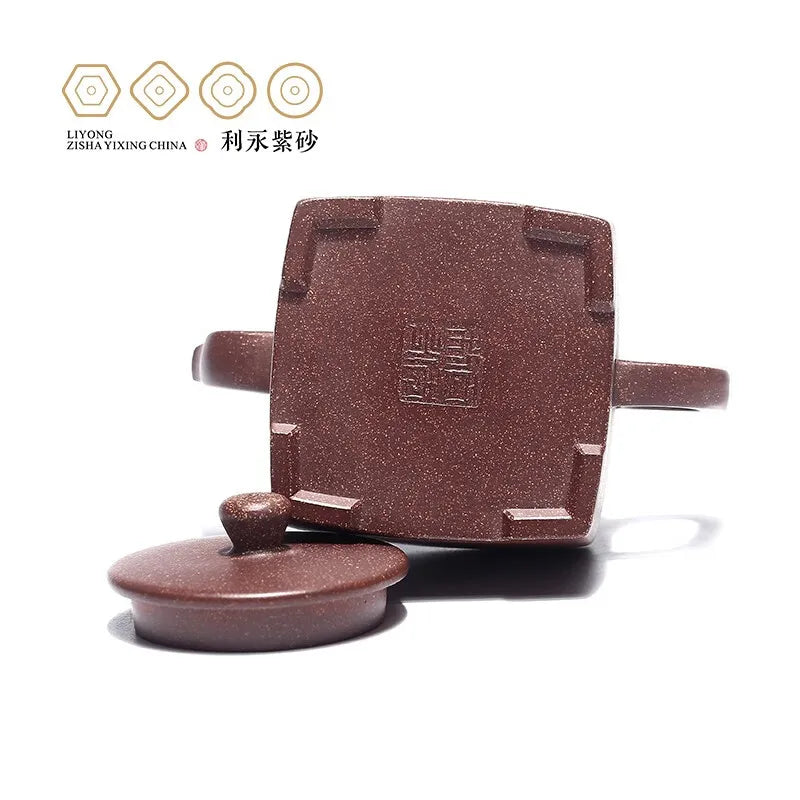 Centennial Liyong Purple Clay Pot Yixing Pure Handmade Famous Teapot Household Kung Fu Tea Set Raw Ore Purple Clay Dabin Square