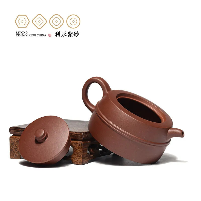 Centennial Liyong Yixing Famous Pure Handmade Purple Clay Pot Raw Ore Bottom Trough Green Double-Line Manhole Pot Kung Fu Tea Se