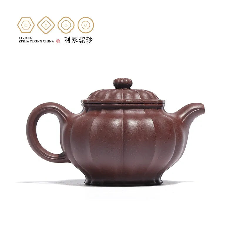 Centennial Liyong Yixing Famous Pure Handmade Purple Clay Pot Raw Ore Bottom Trough Qinglinghua Pot Rib Pattern Device Kung Fu T