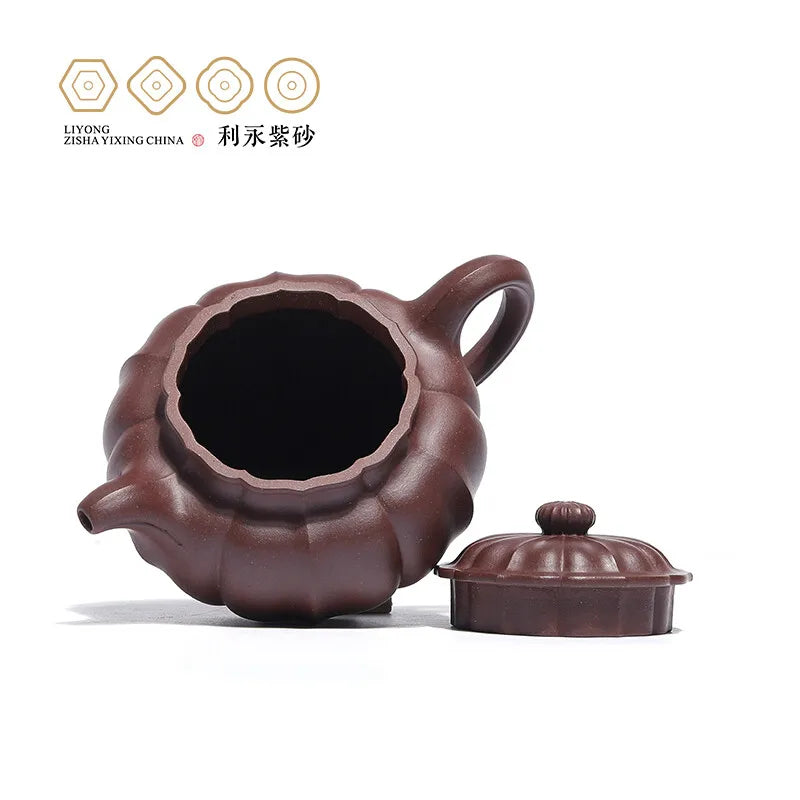 Centennial Liyong Yixing Famous Pure Handmade Purple Clay Pot Raw Ore Bottom Trough Qinglinghua Pot Rib Pattern Device Kung Fu T