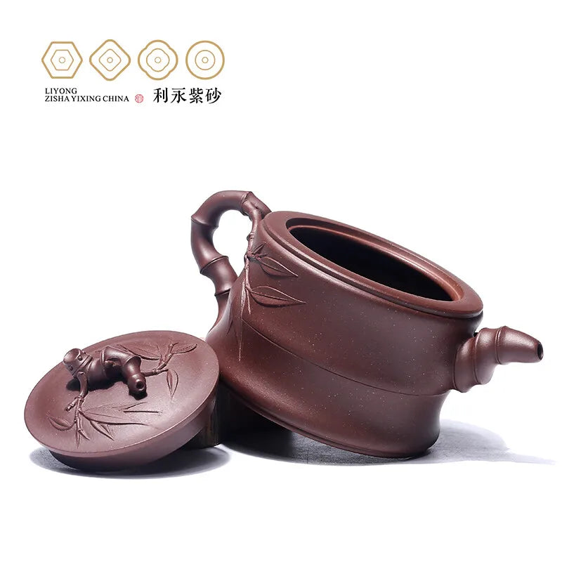 Centennial Liyong Yixing Famous Pure Handmade Purple Clay Pot Raw Ore Purple Clay Two Segments Bamboo Segment Pot Kung Fu Tea Se