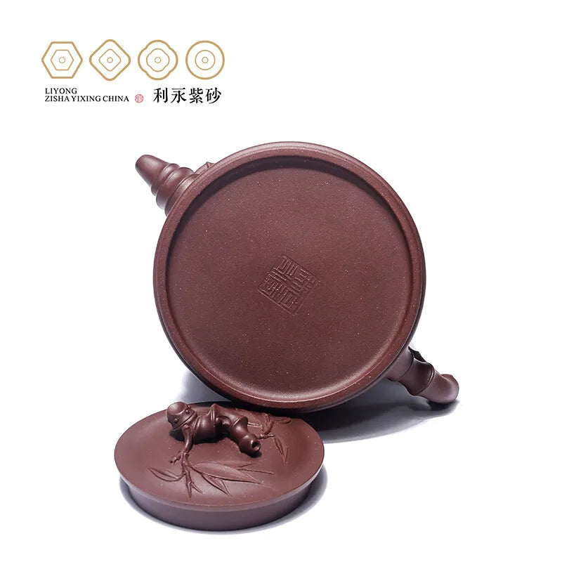 Centennial Liyong Yixing Famous Pure Handmade Purple Clay Pot Raw Ore Purple Clay Two Segments Bamboo Segment Pot Kung Fu Tea Se