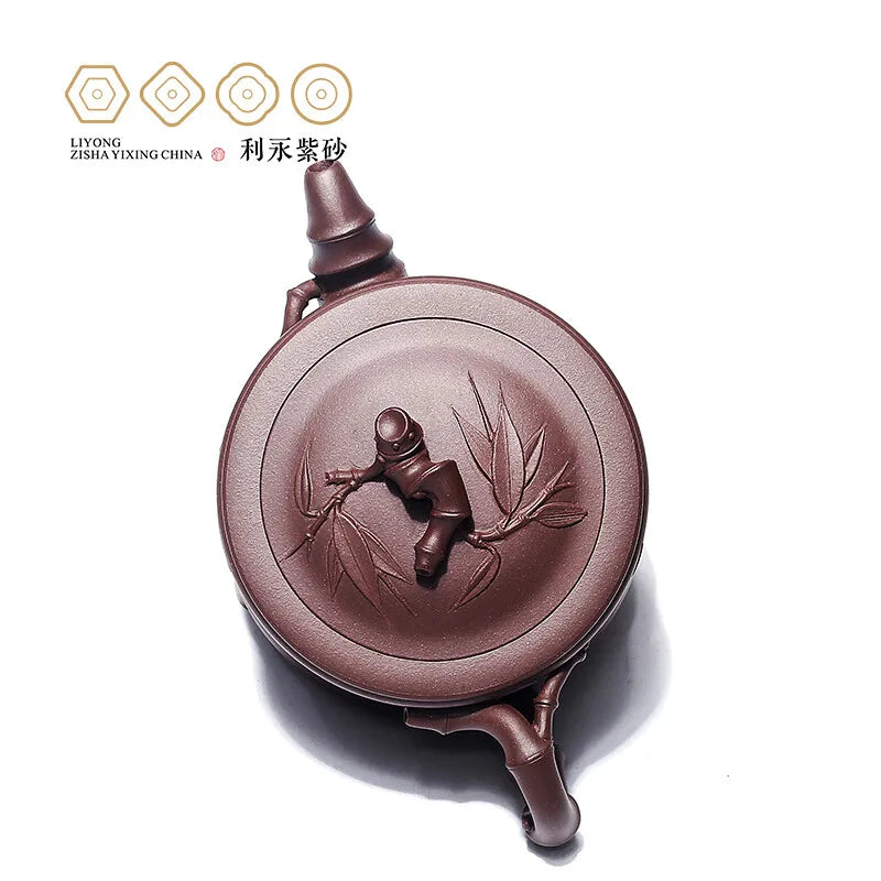 Centennial Liyong Yixing Famous Pure Handmade Purple Clay Pot Raw Ore Purple Clay Two Segments Bamboo Segment Pot Kung Fu Tea Se