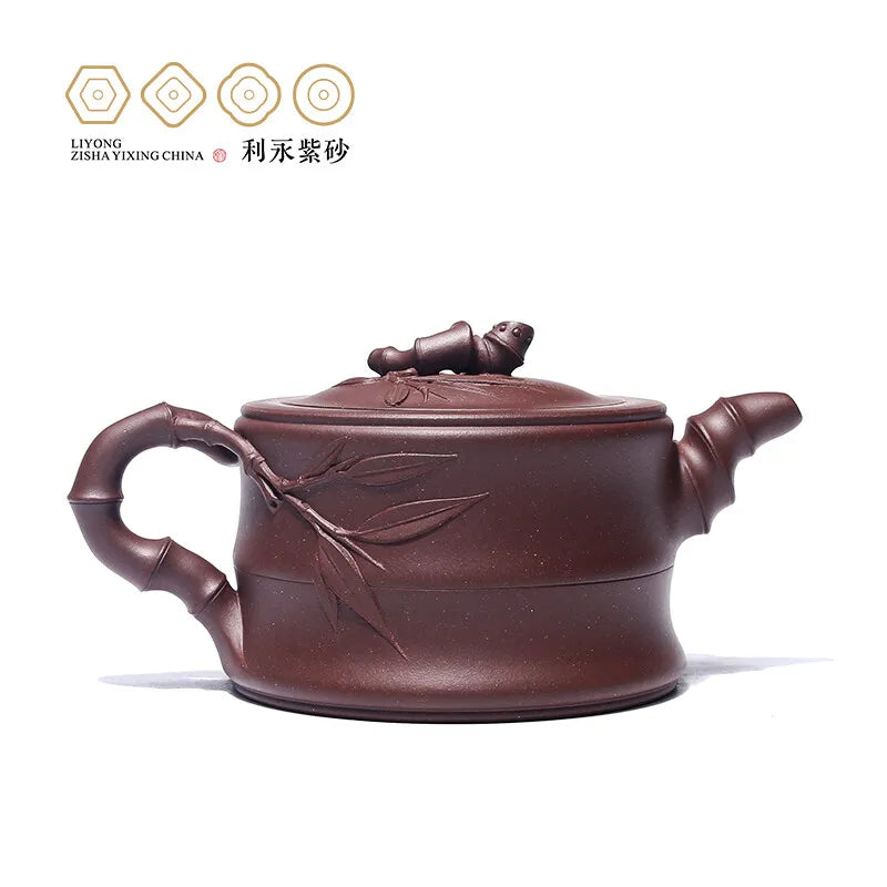 Centennial Liyong Yixing Famous Pure Handmade Purple Clay Pot Raw Ore Purple Clay Two Segments Bamboo Segment Pot Kung Fu Tea Se