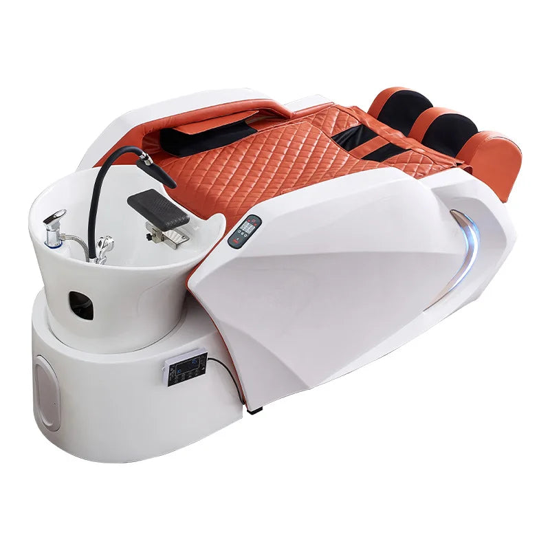 Ceramic basin fiberglass fully automatic intelligent electric massage hair washing bed, hair salon exclusive head therapy bed