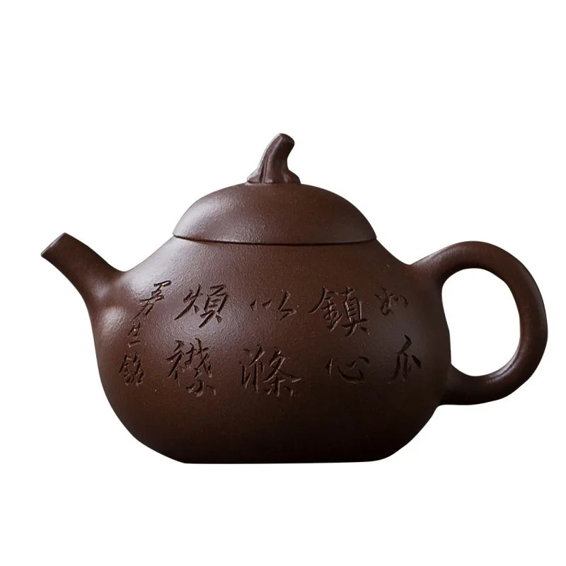 Cha Xiang Ji Old Yixing Clay Carved Purple Clay Pot Melon Yang Fei's Works Mansheng 18-Style round and Plump