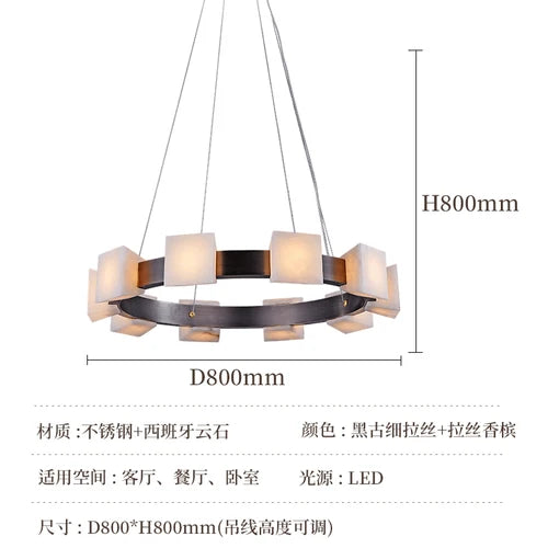 Chandelier, living room, study, villa, headlight, imported marble from Spain, modern and minimalist lighting decoration
