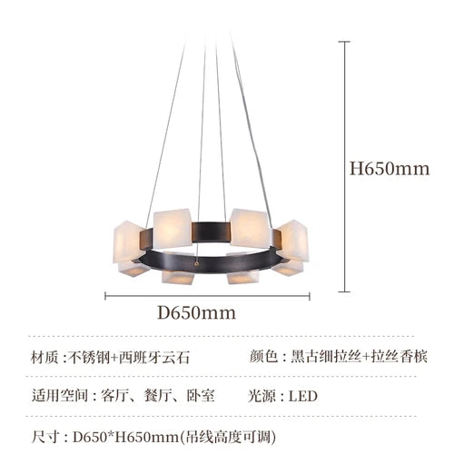 Chandelier, living room, study, villa, headlight, imported marble from Spain, modern and minimalist lighting decoration