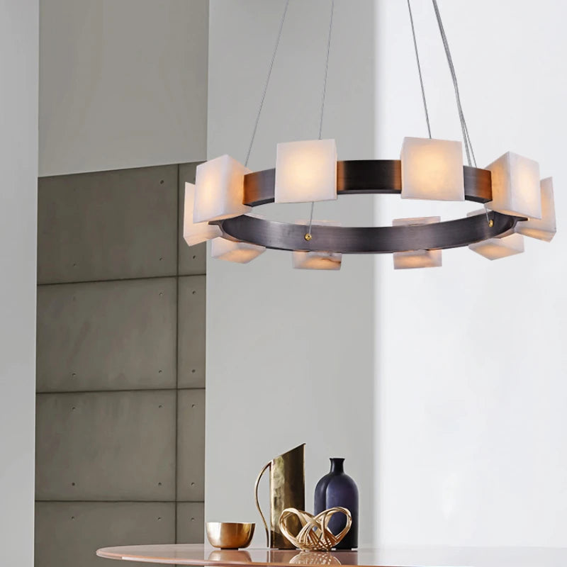 Chandelier, living room, study, villa, headlight, imported marble from Spain, modern and minimalist lighting decoration