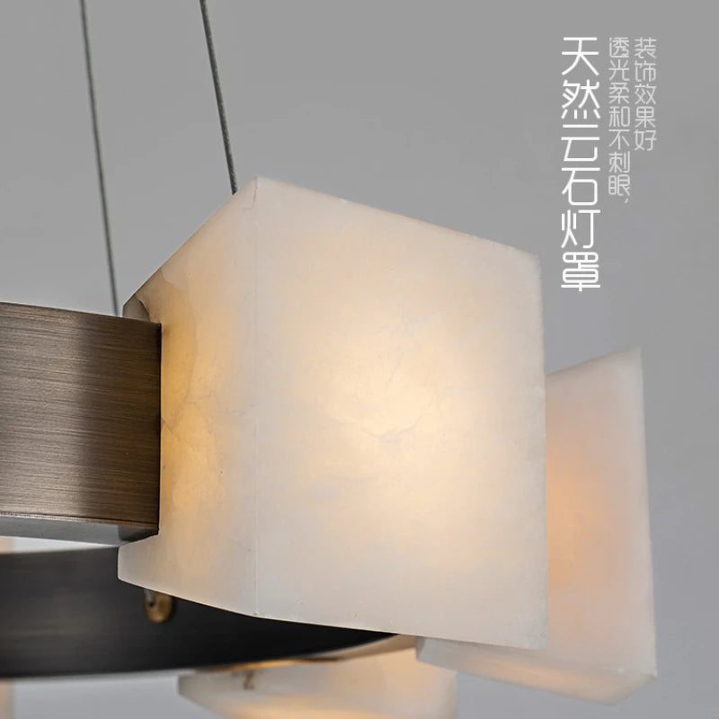 Chandelier, living room, study, villa, headlight, imported marble from Spain, modern and minimalist lighting decoration