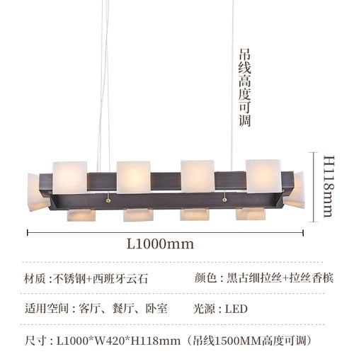 Chandelier, living room, study, villa, headlight, imported marble from Spain, modern and minimalist lighting decoration