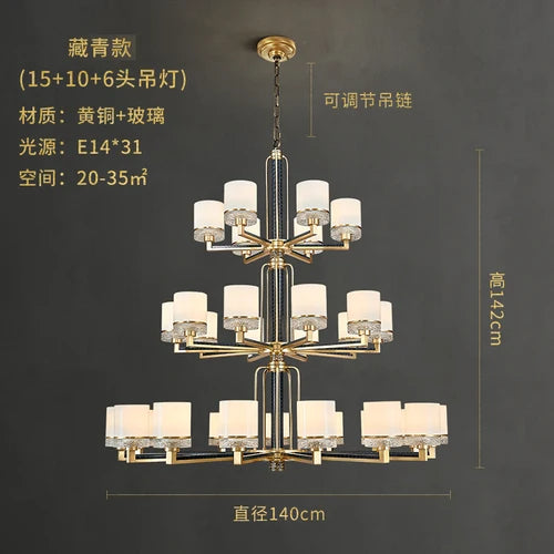 Chandelier villa living room dining room headlamp home Chinese style design bedroom lamps