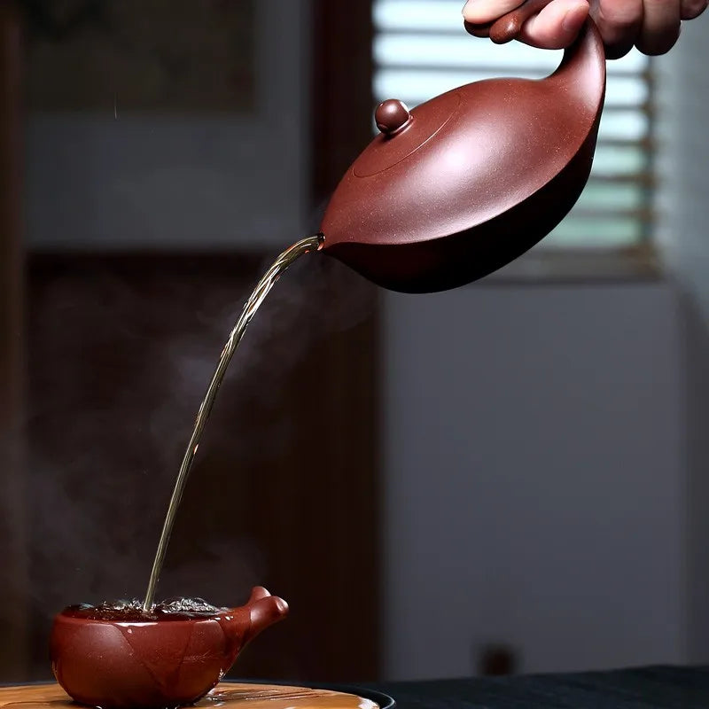 【 Changtao 】 National Ceramic Architecture Works: Yixing Handmade Tea Pot, Purple Clay Pot Set, Non Fish 340cc