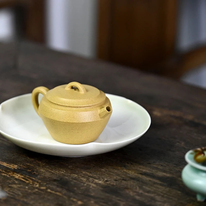 【 Changtao 】 Yixing Famous Craftsman Tao Jianquan Handmade Purple Clay Pot Yellow Section Small Tile 110cc