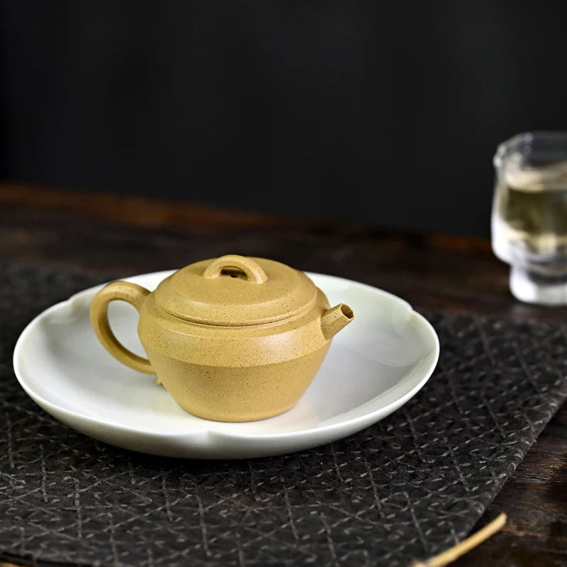 【 Changtao 】 Yixing Famous Craftsman Tao Jianquan Handmade Purple Clay Pot Yellow Section Small Tile 110cc