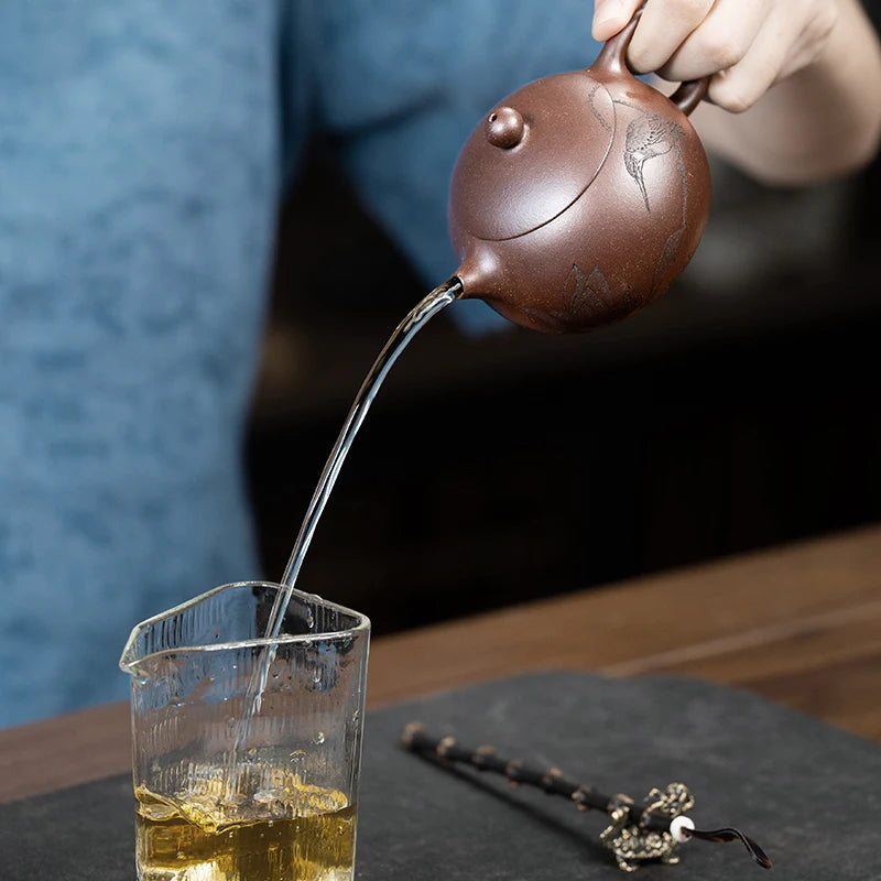 Changtao: Yixing Original Mine Purple Clay Pot, Li Jianjun Handmade Gift, Engraved Xishi 160cc