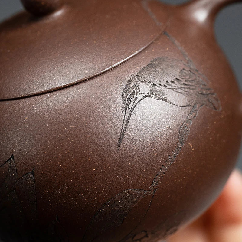Changtao: Yixing Original Mine Purple Clay Pot, Li Jianjun Handmade Gift, Engraved Xishi 160cc
