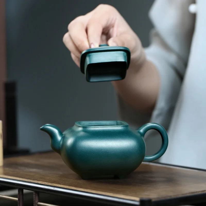 【 Changtao 】 Yixing Original Mine Purple Clay Pot, Tea Fully Handmade Household Dark Green Mud Transfer Stove