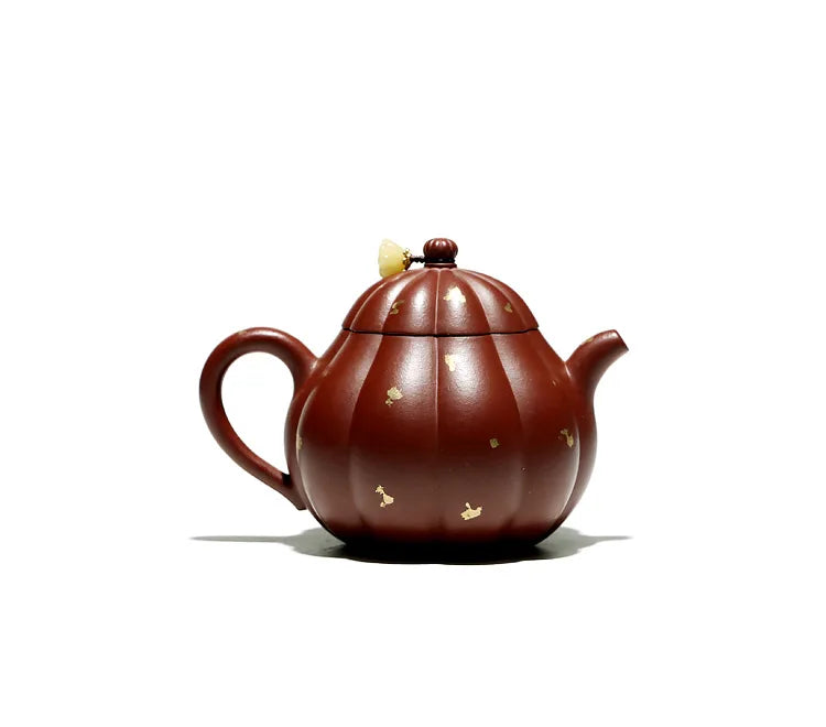 【 Changtao 】 Yixing Purple Clay Pot Handmade Tea Pot, Wang Tao's Rib Pattern Tool, Sprinkled Gold, Zhu Mud, Gao Pan