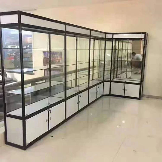 Cheap Smoke Shop Showcase with LED Light Lockable Aluminum Display Cabinet Display Case
