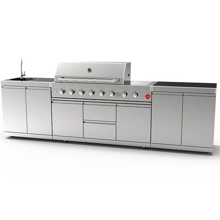 China Supplier Stainless Steel Camping BBQ Outdoor Kitchens Gas Cooking Barbecue Grill