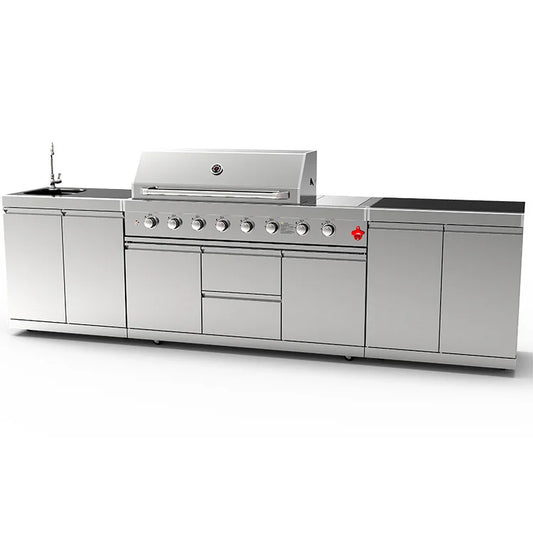 China Supplier Stainless Steel Camping BBQ Outdoor Kitchens Gas Cooking Barbecue Grill
