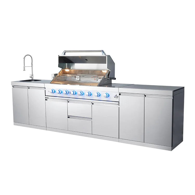 China Supplier Stainless Steel Camping BBQ Outdoor Kitchens Gas Cooking Barbecue Grill