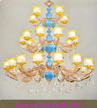 Chinese Ceramic Chandelier Villa hotel Crystal Lamps European Restaurant Crystal Chandelier Villa Complex Building Crystal Light