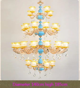 Chinese Ceramic Chandelier Villa hotel Crystal Lamps European Restaurant Crystal Chandelier Villa Complex Building Crystal Light