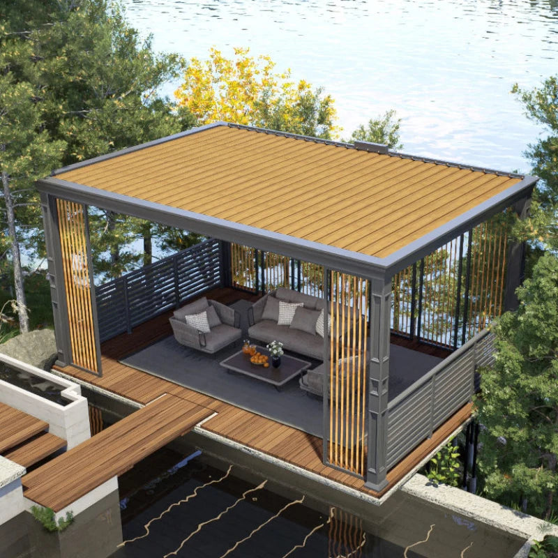 Chinese Style Luxury Roof Outdoor Garden Pavilion Rainproof Outdoor Aluminum Pergola Leisure Garden Pergola