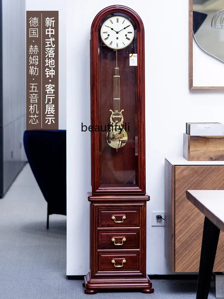 Chinese Style the Grandfather Clock Living Room Large Clock Retro Hermle Movement Mechanical Floor Clock