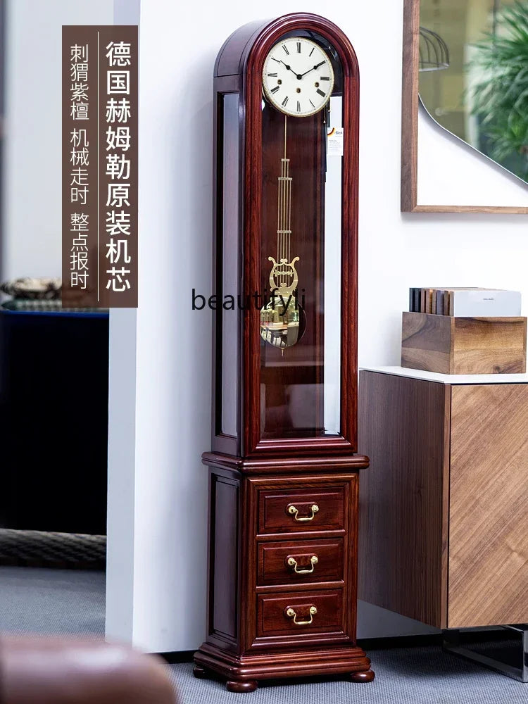 Chinese Style the Grandfather Clock Living Room Large Clock Retro Hermle Movement Mechanical Floor Clock