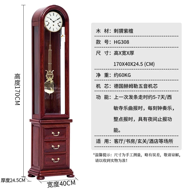 Chinese Style the Grandfather Clock Living Room Large Clock Retro Hermle Movement Mechanical Floor Clock